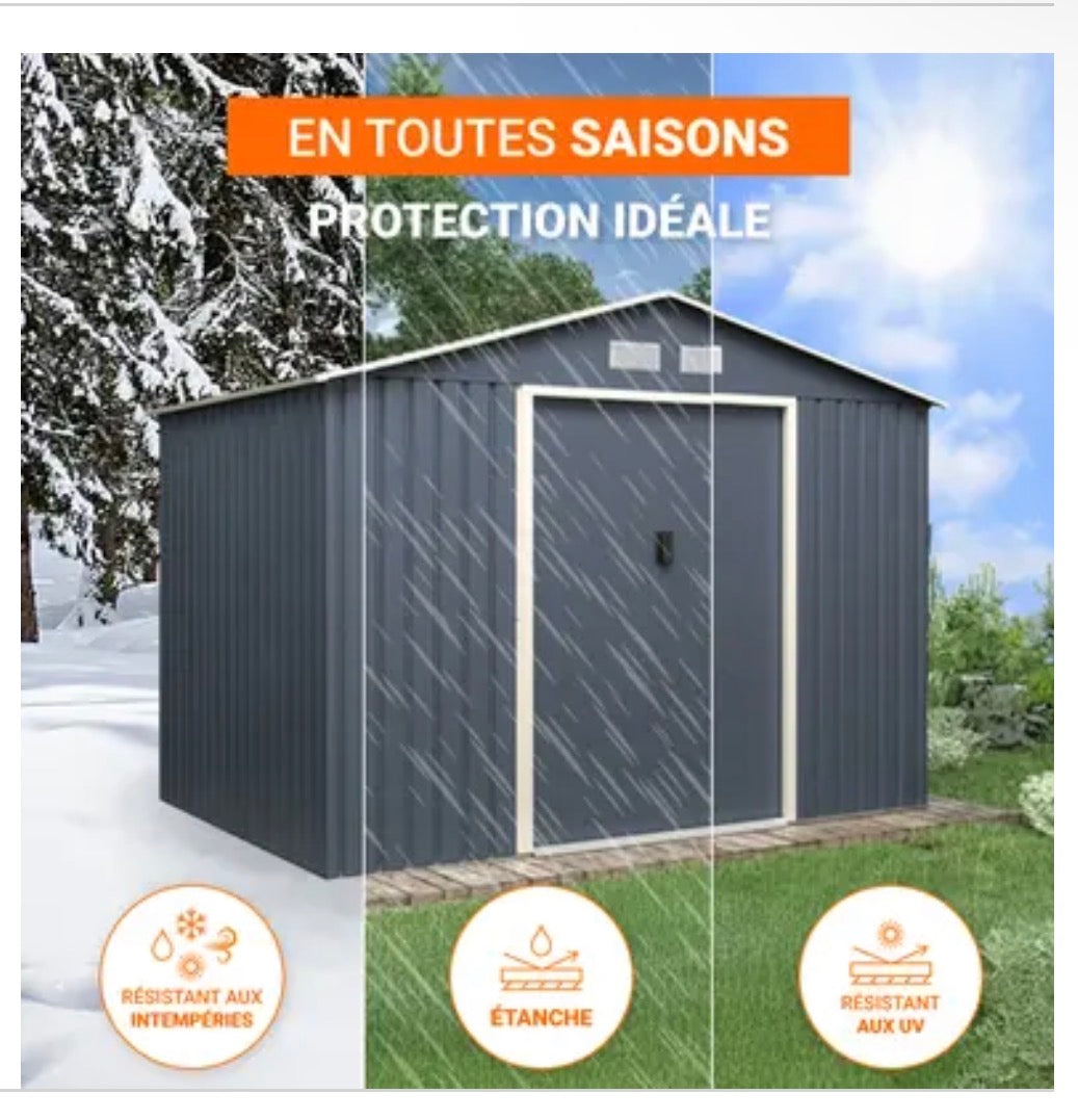 Abri de jardin métal 5.29m² Anthracite