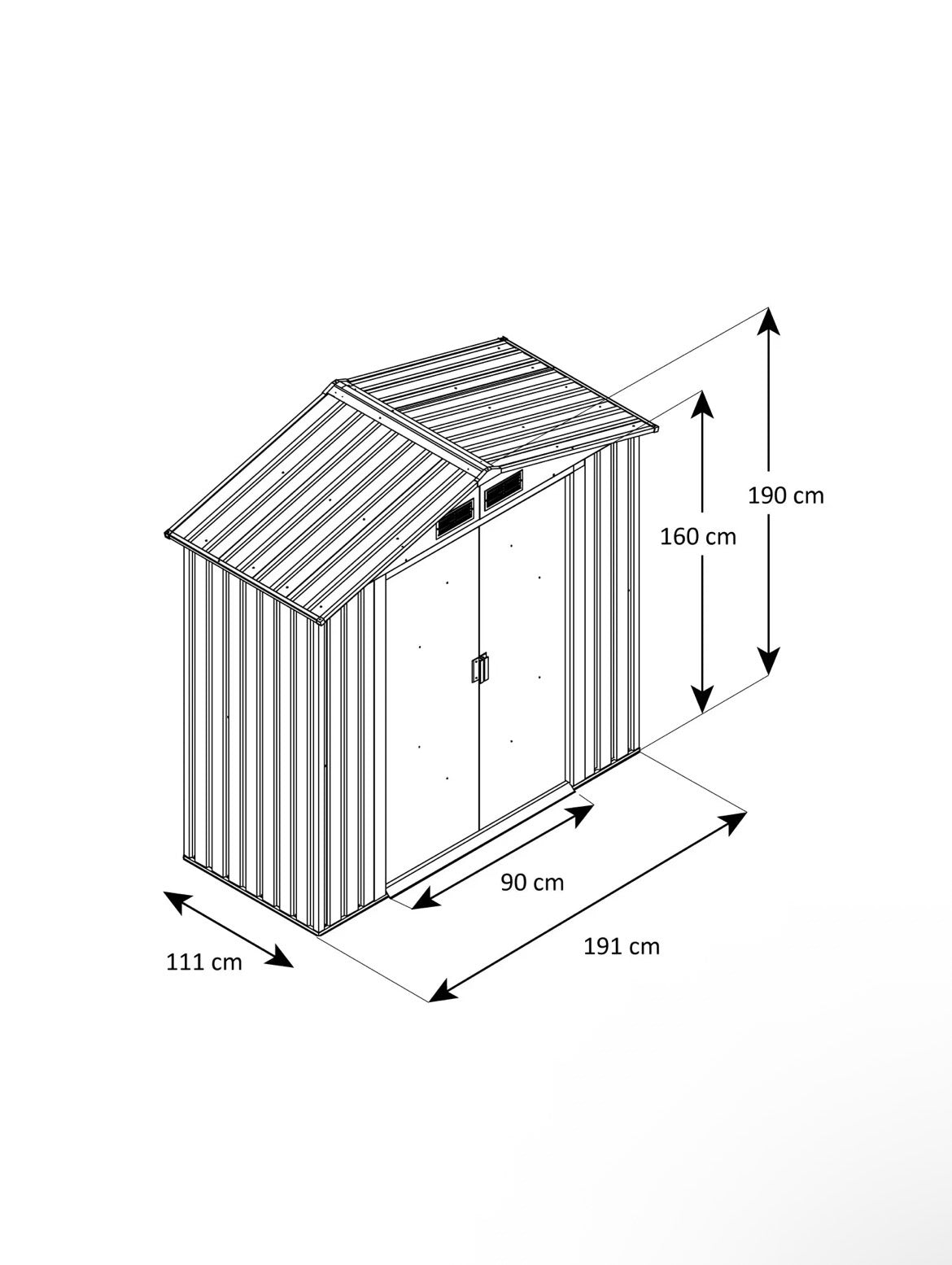 Abri de jardin métal gris/vert 2,12 m² + kit d'ancrage